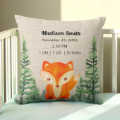 Woodland Fox Birth Stats Brown Nursery Kussen