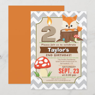 Woodland Fox Birthday Invitation Kaart