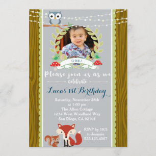 Woodland Fox Birthday Party Invitation Kaart