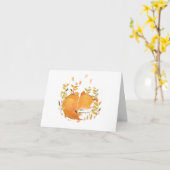 Woodland Fox Blank Folded Wenskaart Kaart (Gele Bloem)