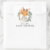  Woodland Fox Blue Baby shower Vierkante Sticker (Tas)