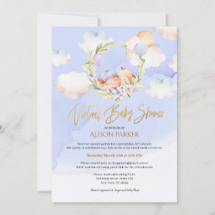 Woodland Fox Blue Sky Dream   Virtueel Baby shower Kaart
