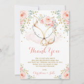 Woodland Fox Blush Goud Bloemen Meisje Baby shower Bedankkaart (Voorkant)