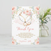 Woodland Fox Blush Goud Bloemen Meisje Baby shower Bedankkaart (Staand voorkant)