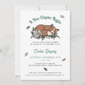 Woodland Fox Boek Theme Baby shower Kaart (Voorkant)