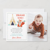 Woodland Fox Boho Birthday Foto Hartelijk dank Kaart (Voorkant)