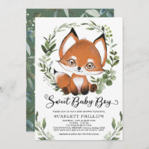 Woodland Fox Botanical Greenery Boy Baby shower