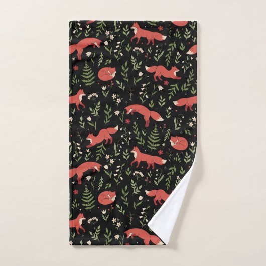 Woodland Fox Botanical Pattern Bad Handdoek (Handdoek)