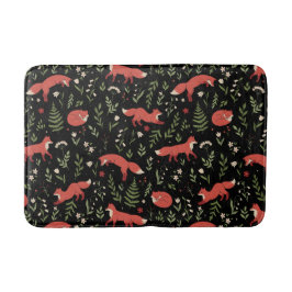 Woodland Fox Botanical Pattern Bath Mat