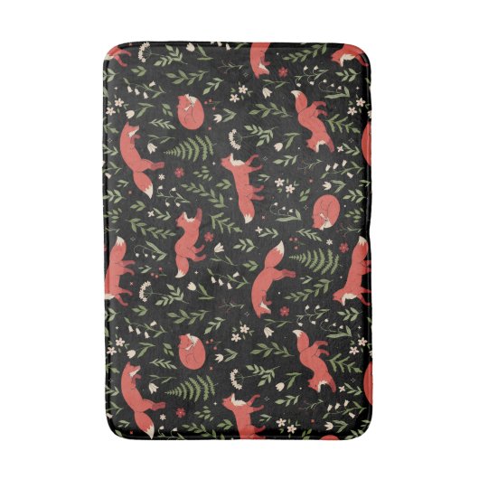 Woodland Fox Botanical Pattern Bath Mat (Voorkant Verticaal)