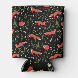 Woodland Fox Botanical Pattern Custom Name Blikjeskoeler