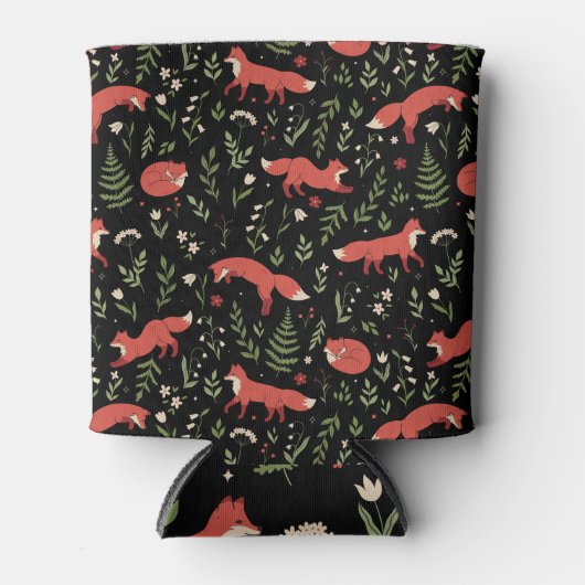 Woodland Fox Botanical Pattern Custom Name Blikjeskoeler (Voorkant)