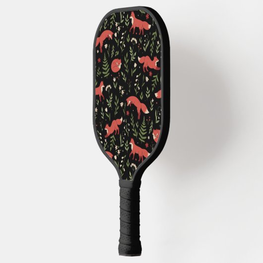 Woodland Fox Botanical Pattern Custom Name Pickleball Paddle (Links)