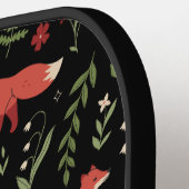Woodland Fox Botanical Pattern Custom Name Pickleball Paddle (Links Detail)
