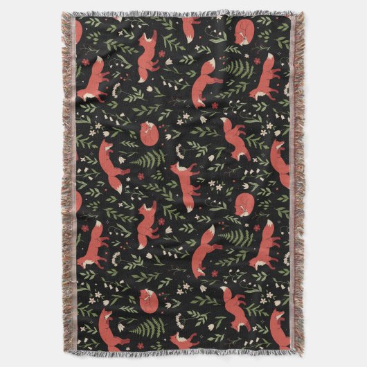 Woodland Fox Botanical Pattern Deken (Voorkant Verticaal)