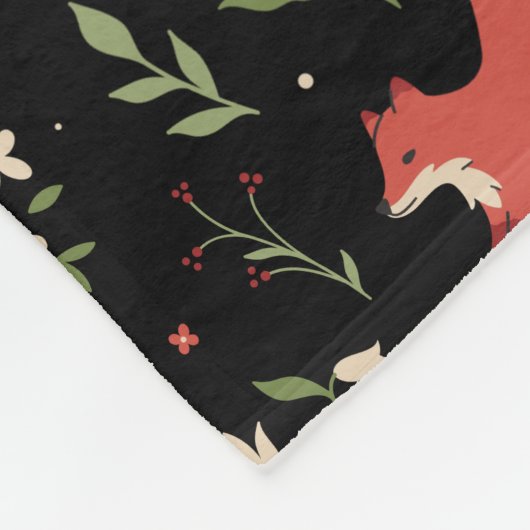 Woodland Fox Botanical Pattern Fleece Deken (Hoek)