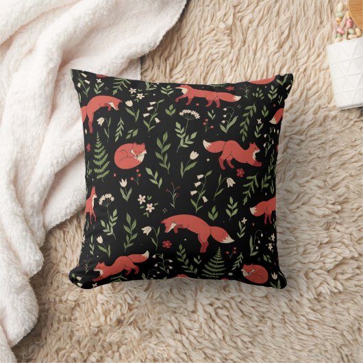 Woodland Fox Botanical Pattern Kussen (Deken)