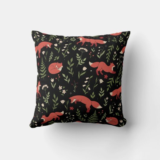 Woodland Fox Botanical Pattern Kussen (Achterkant)