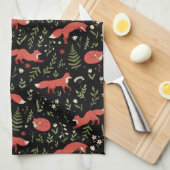 Woodland Fox Botanical Pattern Theedoek (Quarter Fold)
