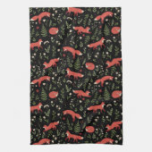 Woodland Fox Botanical Pattern Theedoek (Verticaal)