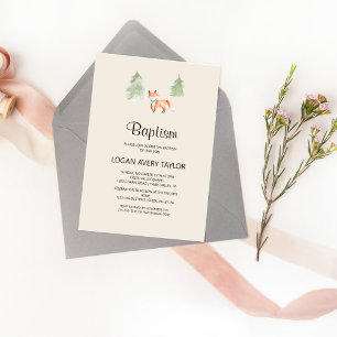 Woodland Fox Boy Baby shower Baptisme Uitnodiging