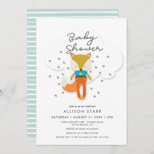 Woodland Fox Boy Baby shower Invitation Kaart
