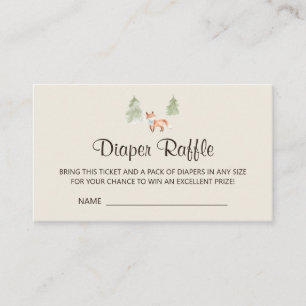 Woodland Fox Boy Baby shower Luier Raffle Informatiekaartje