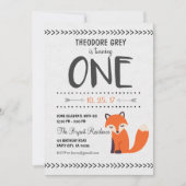 Woodland Fox Chevron Boy First Birthday uitnodigin Kaart (Voorkant)