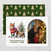 Woodland Fox Cozy Forest Christmas Magic Photo Feestdagenkaart (Voorkant / Achterkant)