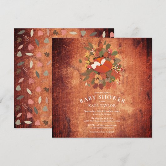 Woodland Fox Cub Baby shower / Strooien Kaart (Voorkant / Achterkant)