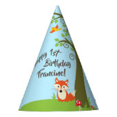 Woodland Fox Cute Kids Birthday Party Feesthoedjes (Voorkant)