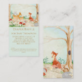 Woodland Fox Deer Diaper Raffle Gender Neutral Visitekaartje (Voorkant / Achterkant)