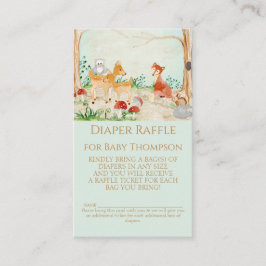 Woodland Fox Deer Diaper Raffle Gender Neutral Visitekaartje
