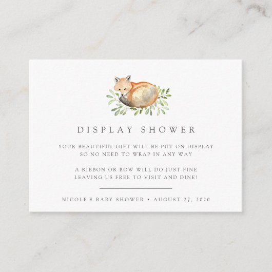 Woodland Fox Display Shower Informatiekaartje (Voorkant)