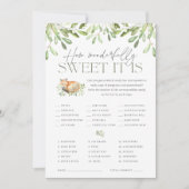 Woodland Fox dubbelzijdig Baby shower spel Kaart (Voorkant)