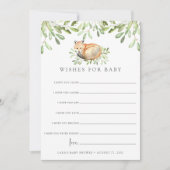 Woodland Fox Dubbelzijdig Baby shower Wishes Kaart (Voorkant)