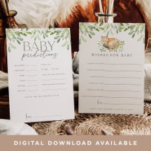 Woodland Fox Dubbelzijdig Baby shower Wishes Kaart