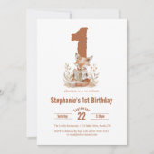 Woodland Fox Een boek lezen 1e verjaardagsfeestje Kaart (Voorkant)