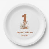 Woodland Fox Een boek lezen 1e verjaardagsfeestje Papieren Bordje (Voorkant)