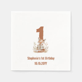 Woodland Fox Een boek lezen 1e verjaardagsfeestje Servet