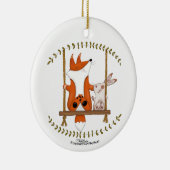 Woodland Fox en Bunny Swing Keramisch Ornament (Rechts)
