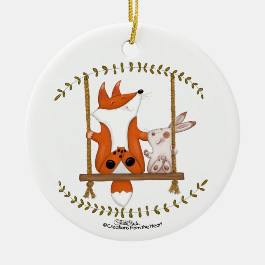 Woodland Fox en Bunny Swing Keramisch Ornament (Voorkant)