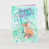 Woodland Fox en Flowers Happy Shower Kaart (Voorkant)