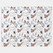Woodland Fox en Gray and Silver Foliage Fleece Deken (Voorkant (Horizontaal))