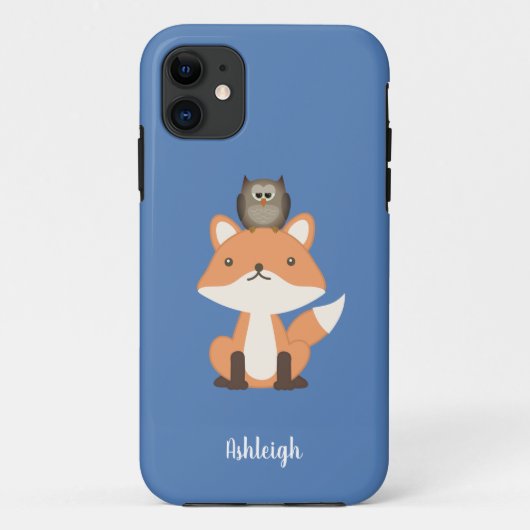 Woodland Fox en Owl Blue Custom Case-Mate iPhone Case (Achterkant)