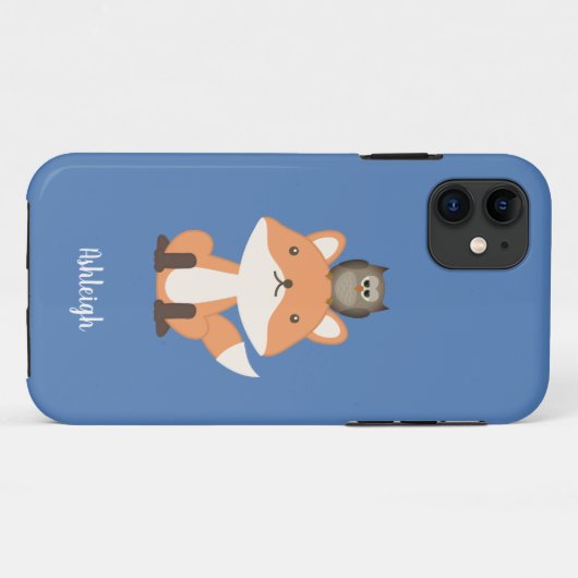 Woodland Fox en Owl Blue Custom Case-Mate iPhone Case (Achterkant (horizontaal))