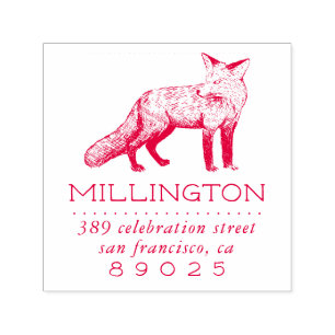 Woodland Fox Familienaam Return Address Zelfinktende Stempel