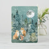 Woodland Fox Family Pet Names Custom Kerstmis Feestdagenkaart (Staand voorkant)