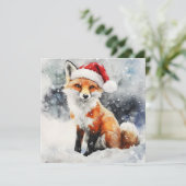 Woodland Fox Flat Kerstkaart (Staand voorkant)