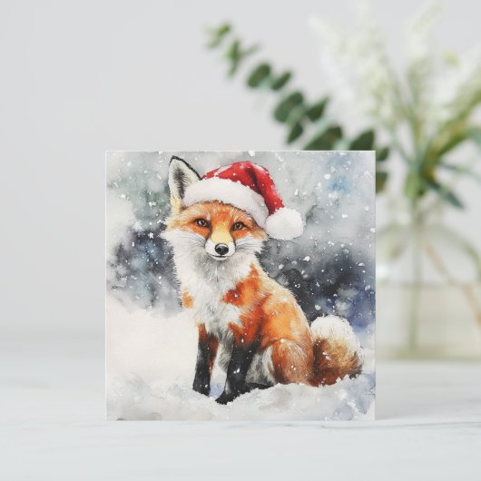Woodland Fox Flat Kerstkaart (Staand voorkant)
